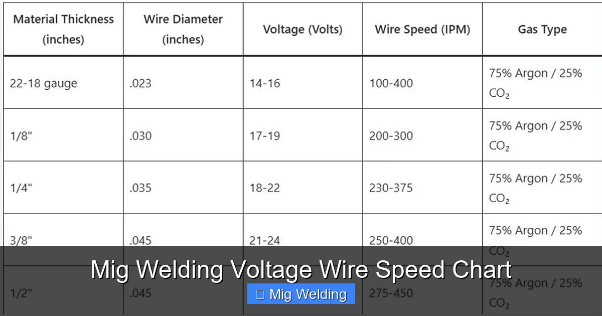 Mig Welding Voltage Wire Speed Chart