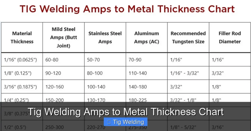 Tig Welding Amps to Metal Thickness Chart